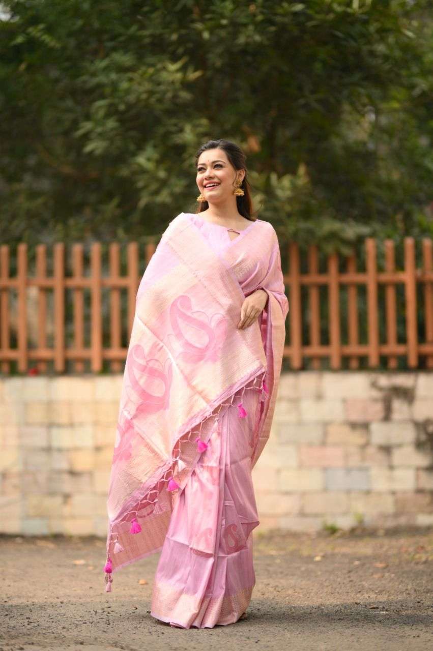 BT-10 DESIGNER SOFT MULBERRY SILK WEAVING PASTEL COLOR SAREE 