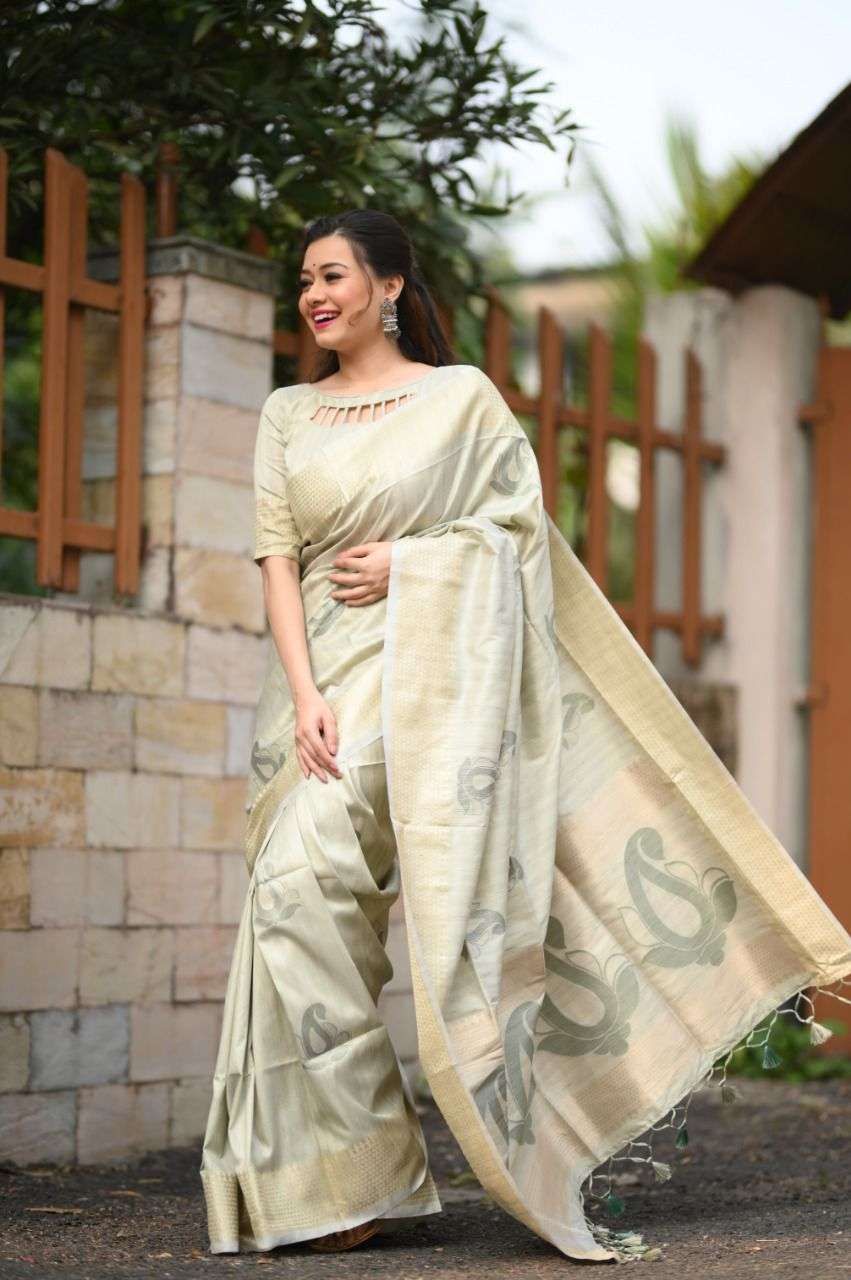 BT-10 DESIGNER SOFT MULBERRY SILK WEAVING PASTEL COLOR SAREE 