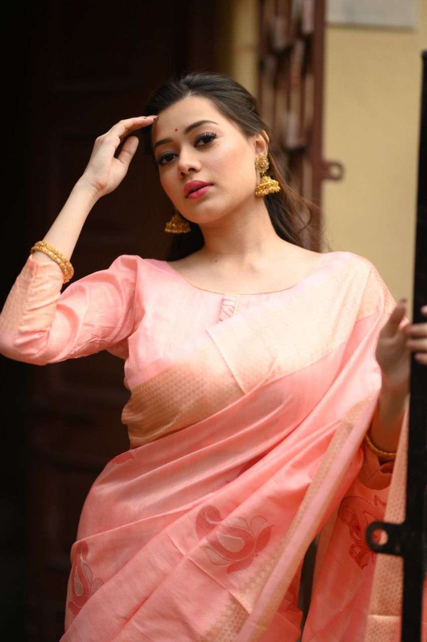 BT-10 DESIGNER SOFT MULBERRY SILK WEAVING PASTEL COLOR SAREE 