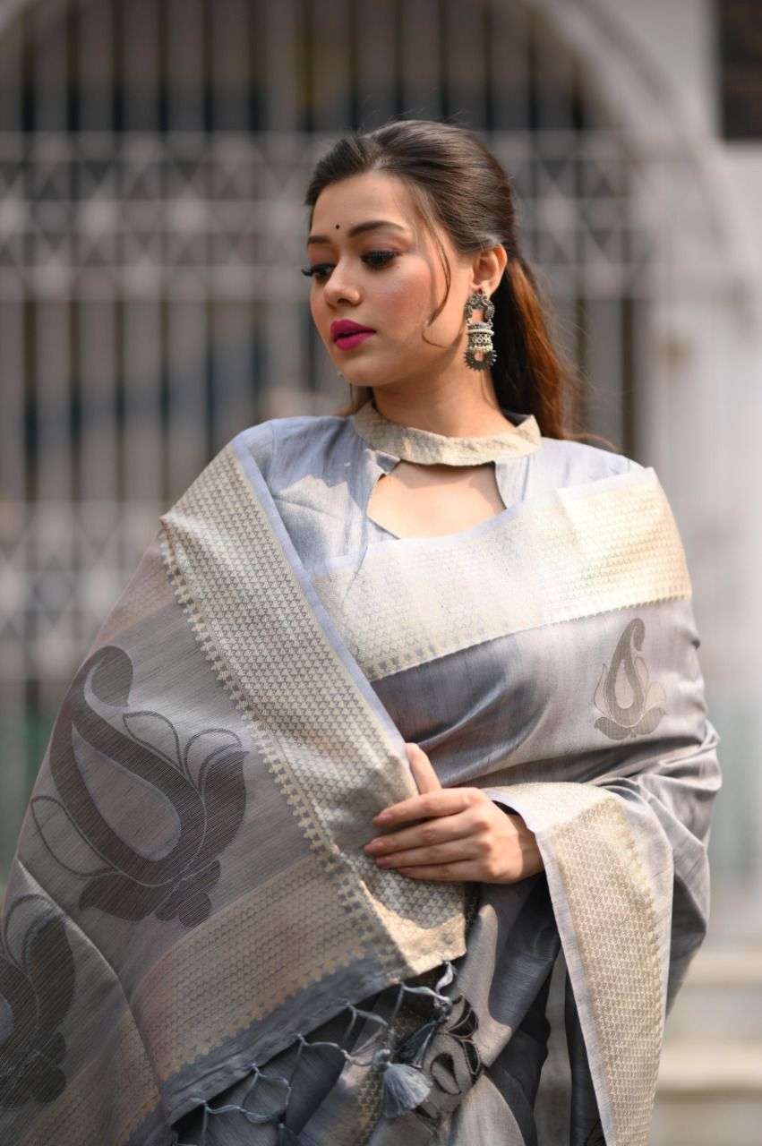 BT-10 DESIGNER SOFT MULBERRY SILK WEAVING PASTEL COLOR SAREE 