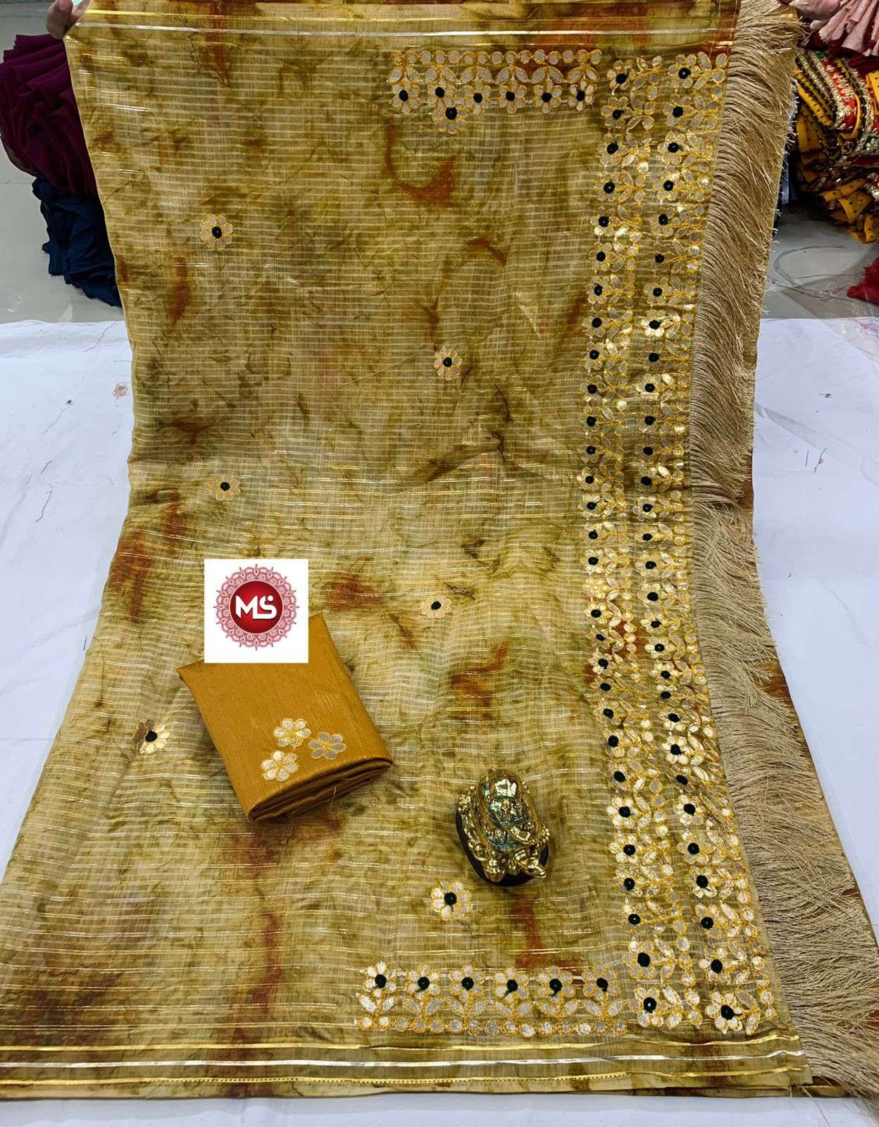 MS BRAND SIBORI DESIGNER PURE COTTON SIBORI SAREE