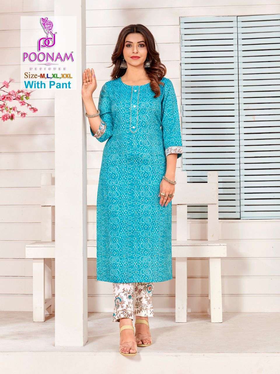 poonam colorbar series 1001-1004 17 kg rayon print kurti 