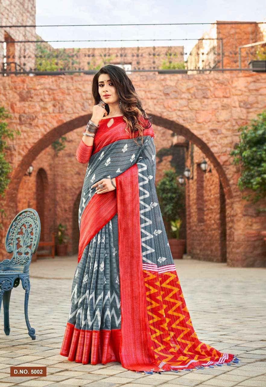 vinamra corporation line silver zari part 1 series 5001-5006 cotton saree