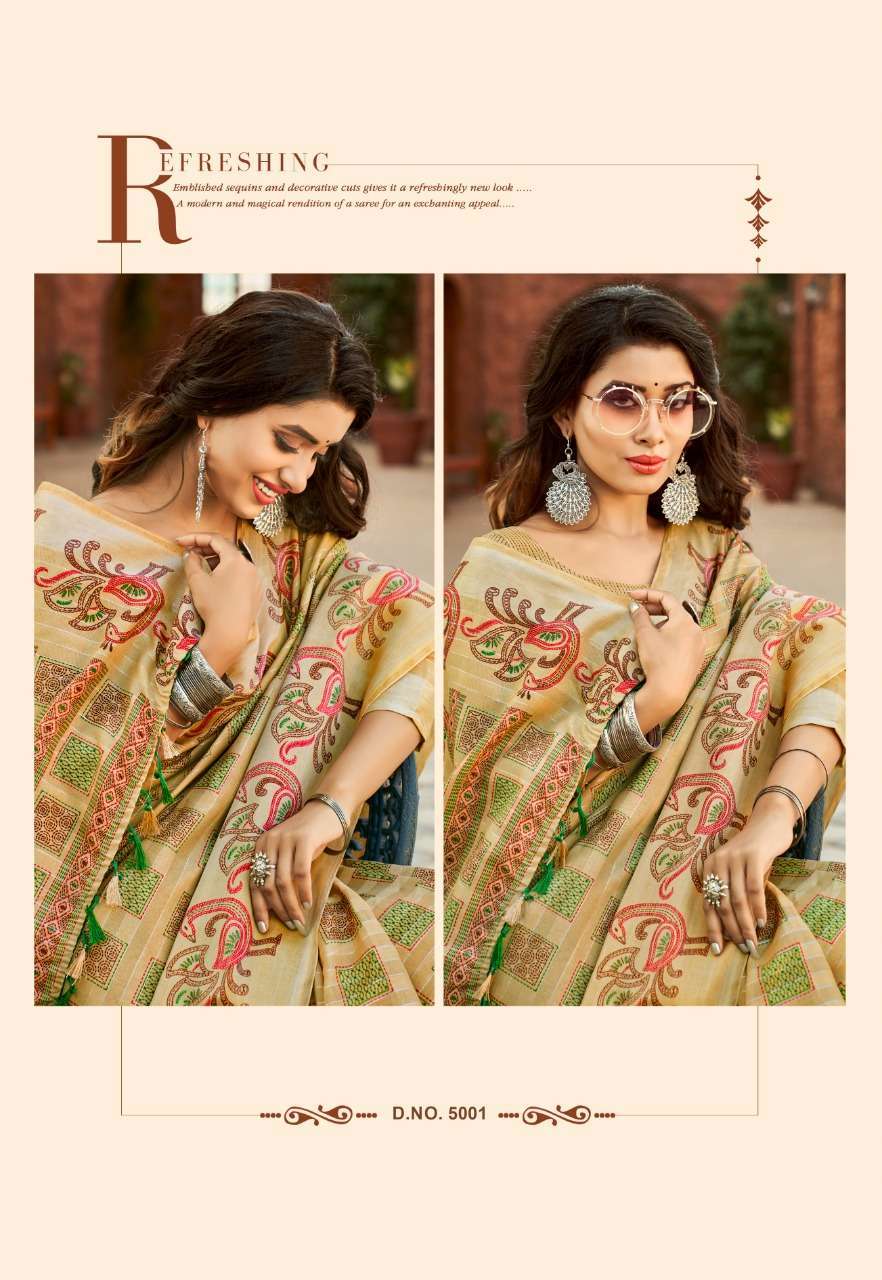 vinamra corporation line silver zari part 1 series 5001-5006 cotton saree