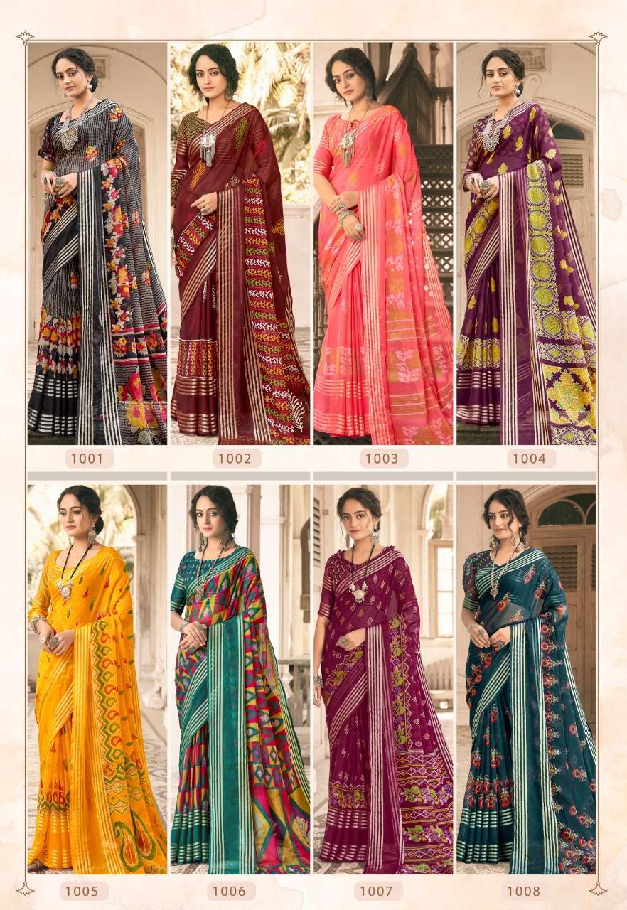 vinamra corporation rajdeep series 1001-1008 viscose patta saree
