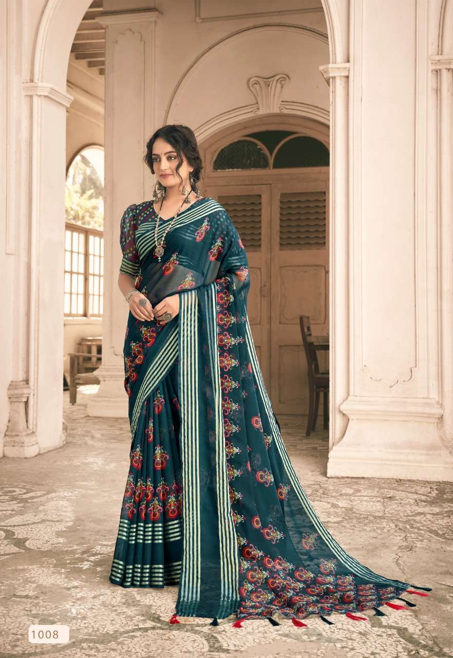 vinamra corporation rajdeep series 1001-1008 viscose patta saree