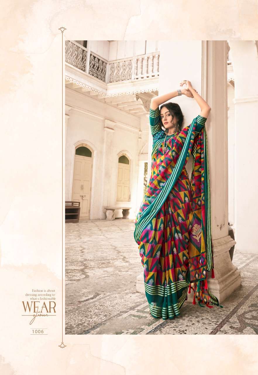 vinamra corporation rajdeep series 1001-1008 viscose patta saree