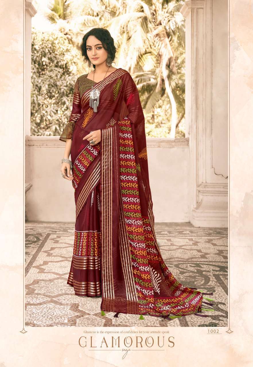 vinamra corporation rajdeep series 1001-1008 viscose patta saree