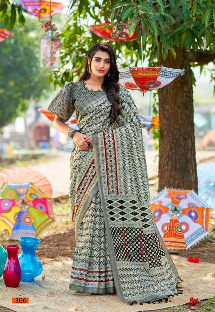 vinamra corporation white wings series 3001-3008 Silver Zari saree
