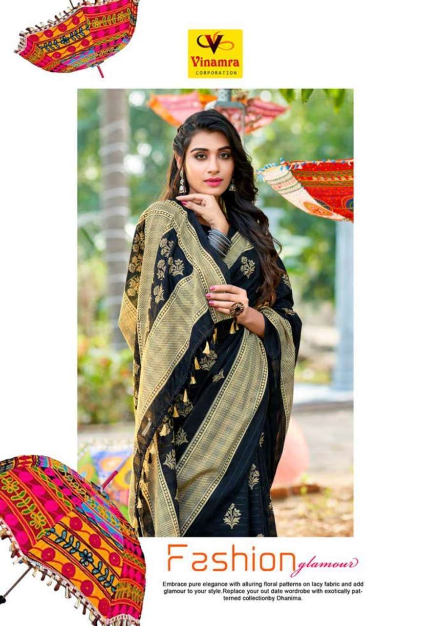 vinamra corporation white wings series 3001-3008 Silver Zari saree