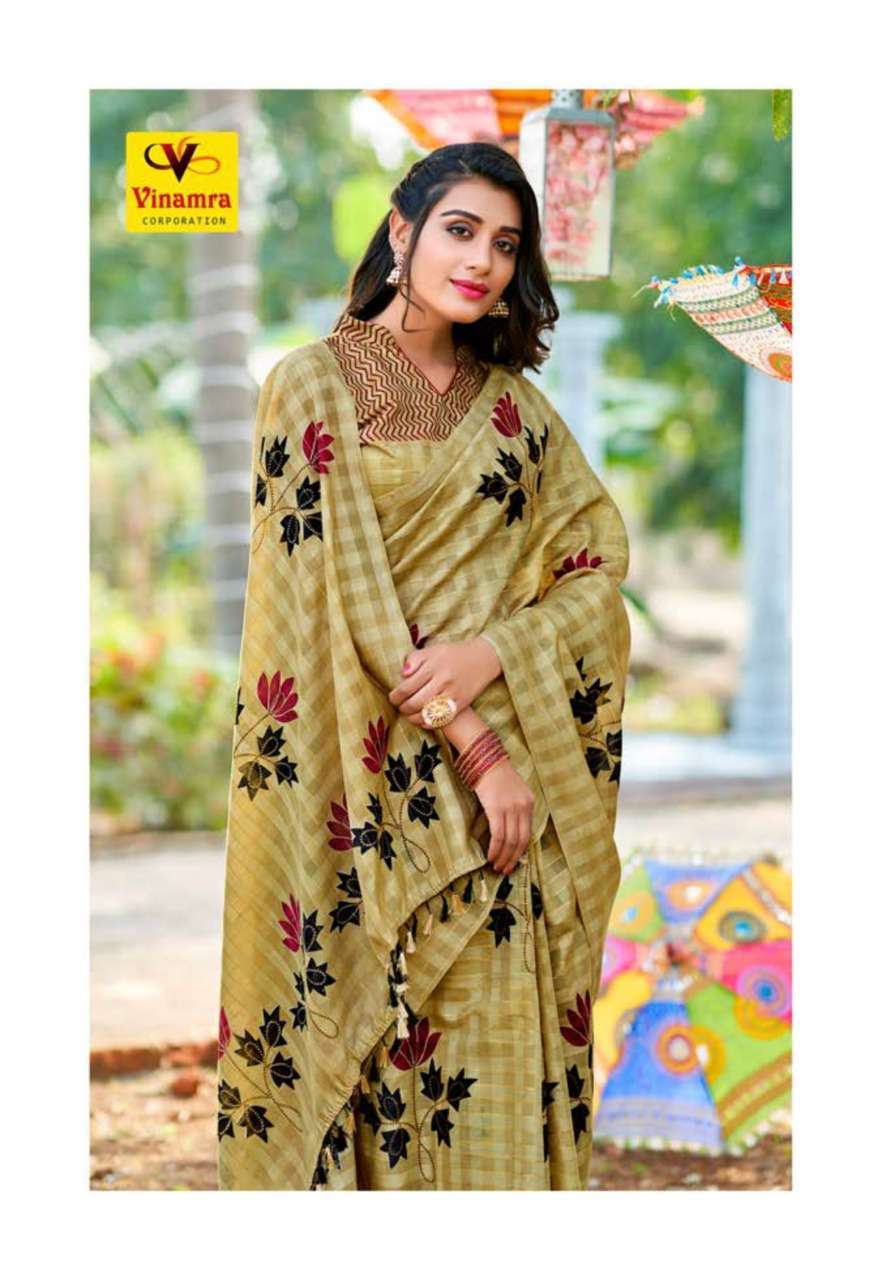 vinamra corporation white wings series 3001-3008 Silver Zari saree