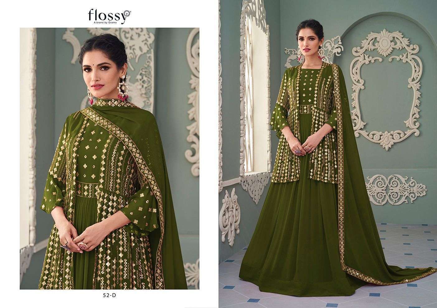 flossy naksh color vol 2 series 52 heavy real georgette suit