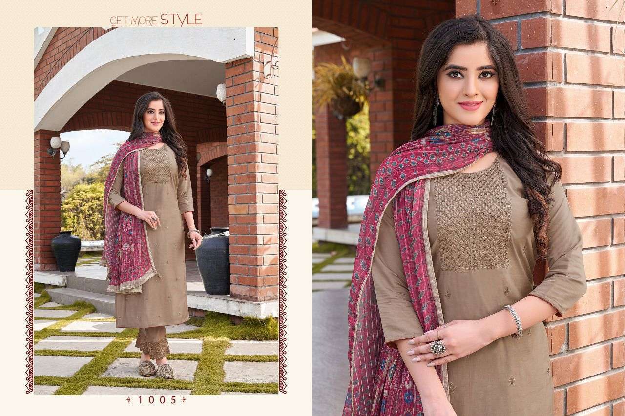 hariyaali kalista series 1001-1008 viscose silk readymade suit 