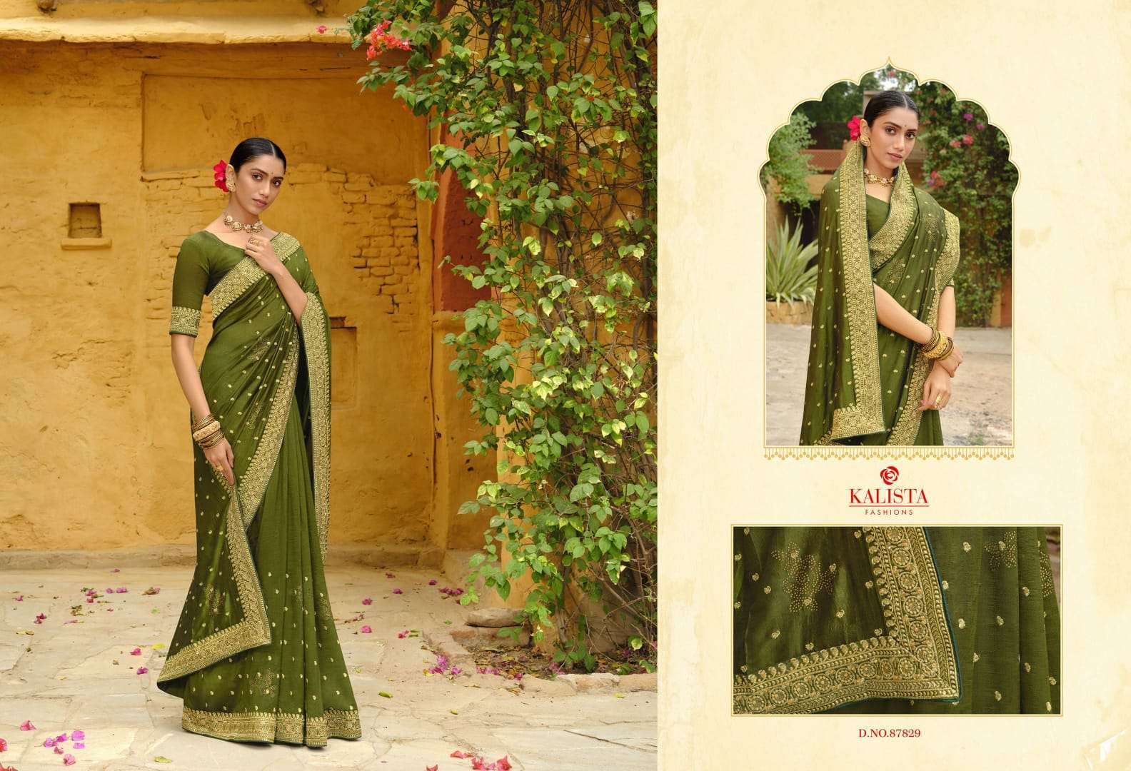 kalista trophy gold series 87827-872834 vichitra saree