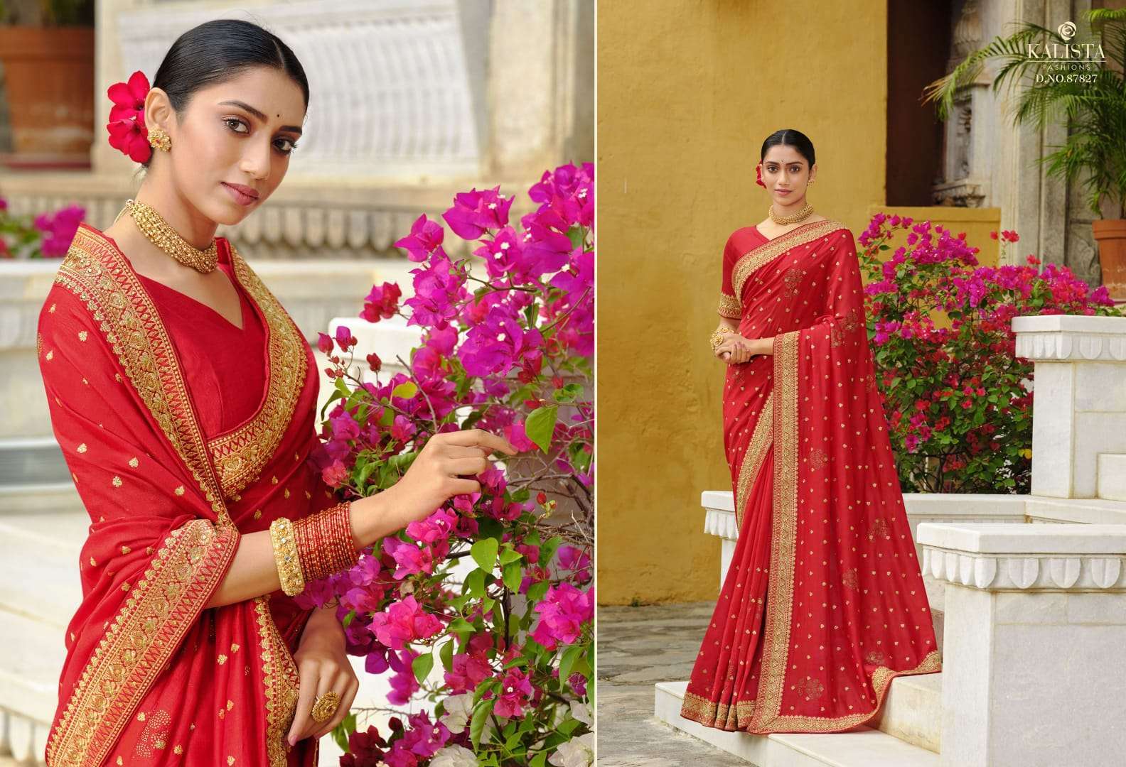 kalista trophy gold series 87827-872834 vichitra saree