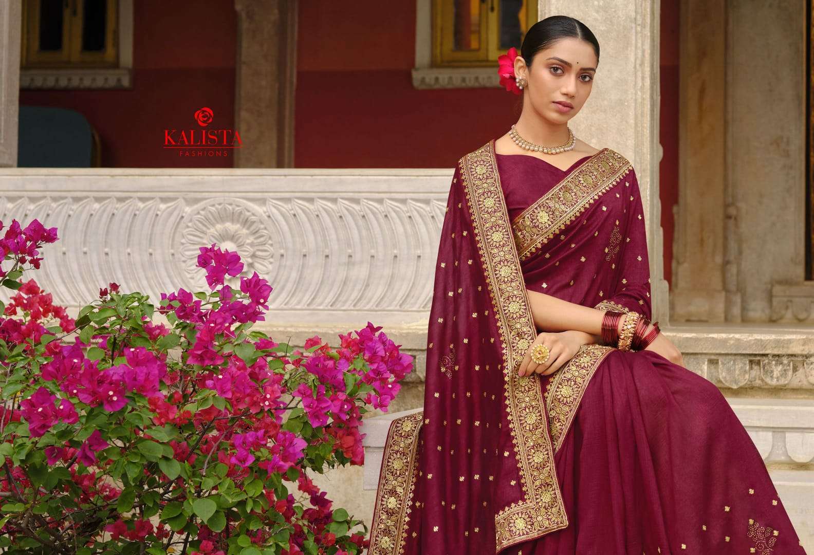 kalista trophy gold series 87827-872834 vichitra saree