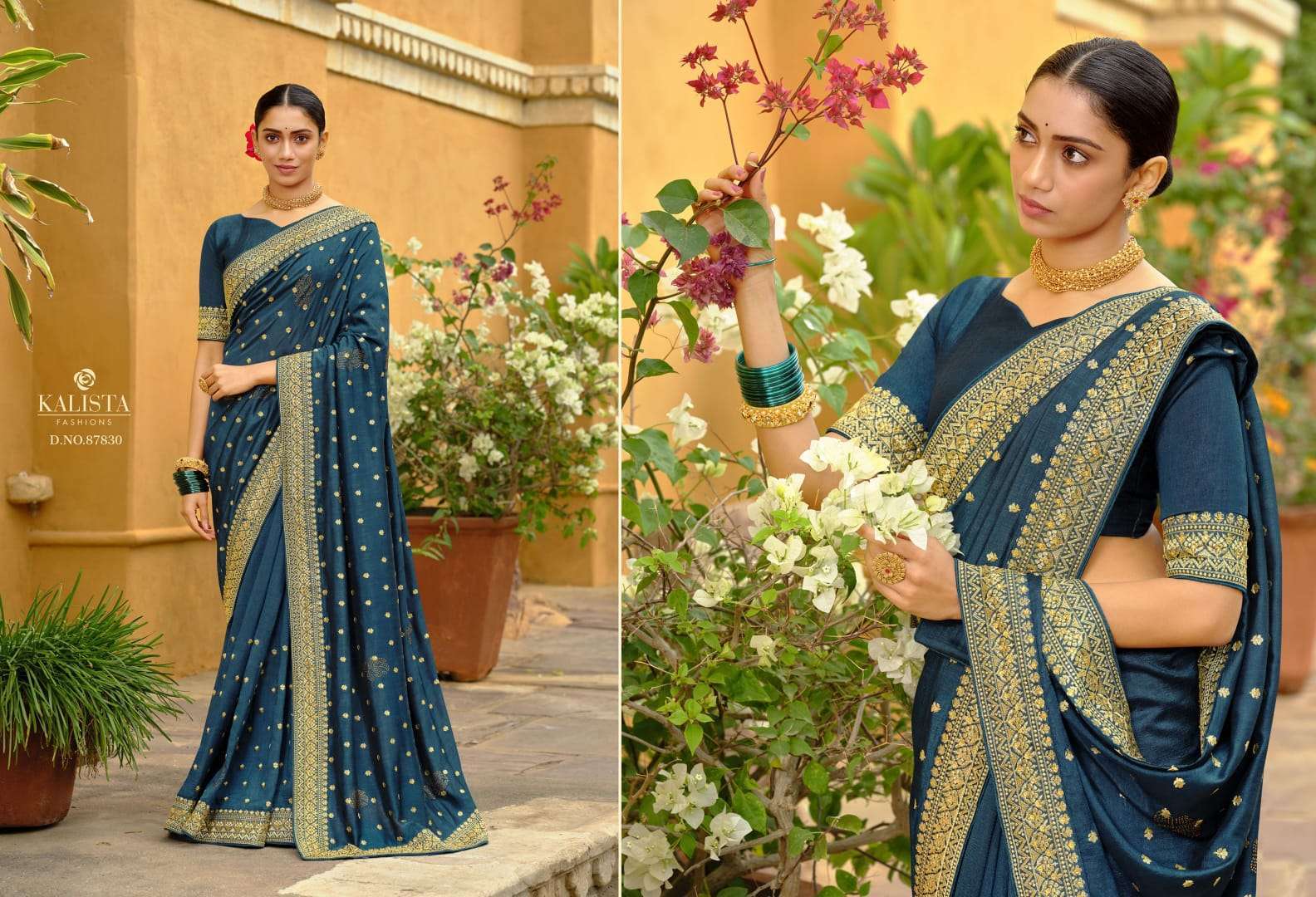 kalista trophy gold series 87827-872834 vichitra saree
