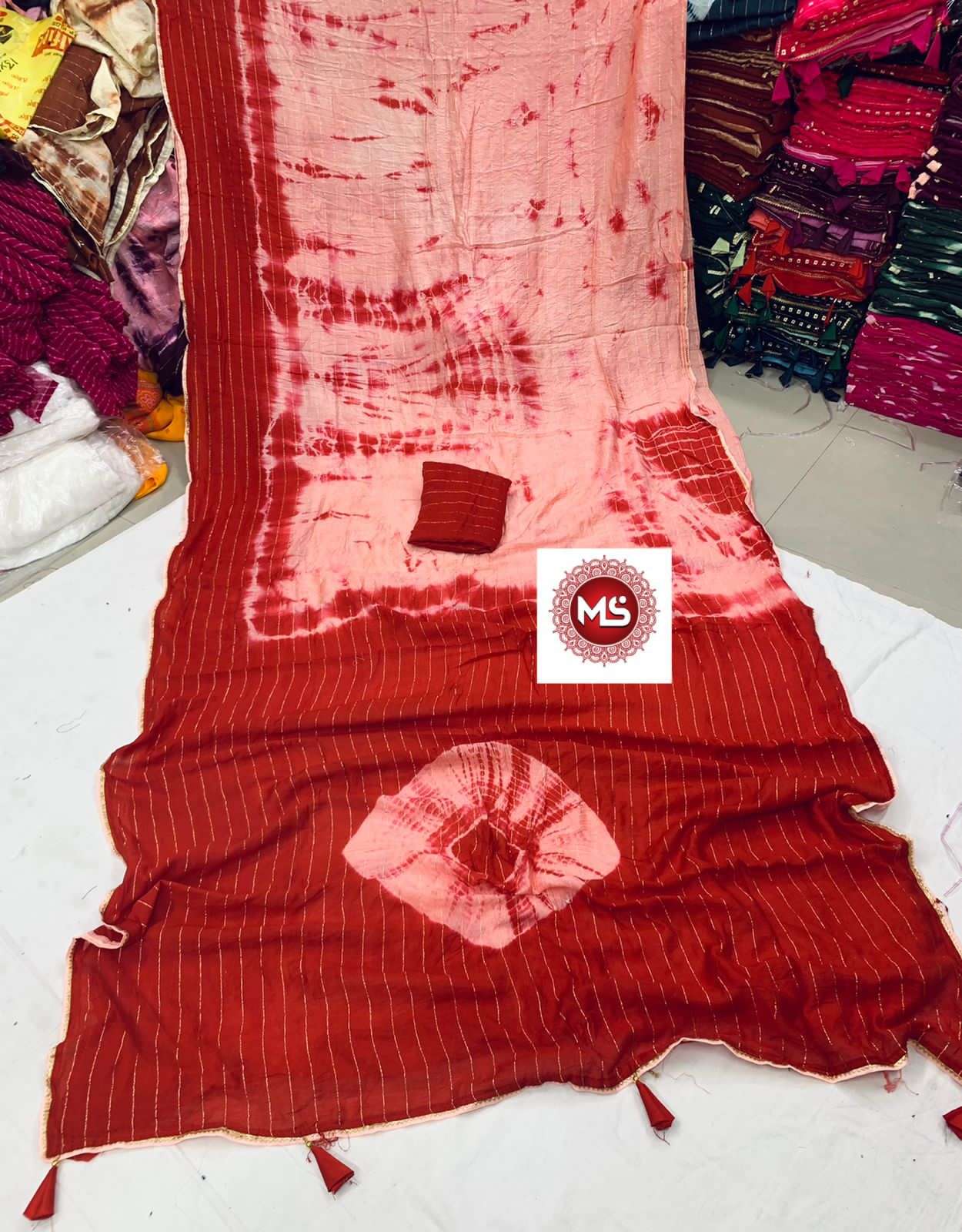 MS BRAND SHIBORI DESIGNER COTTON BASE SAREE 