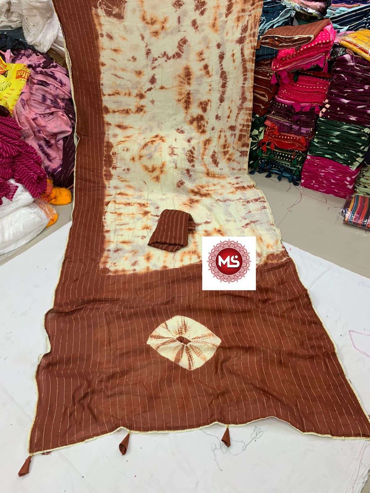 MS BRAND SHIBORI DESIGNER COTTON BASE SAREE 