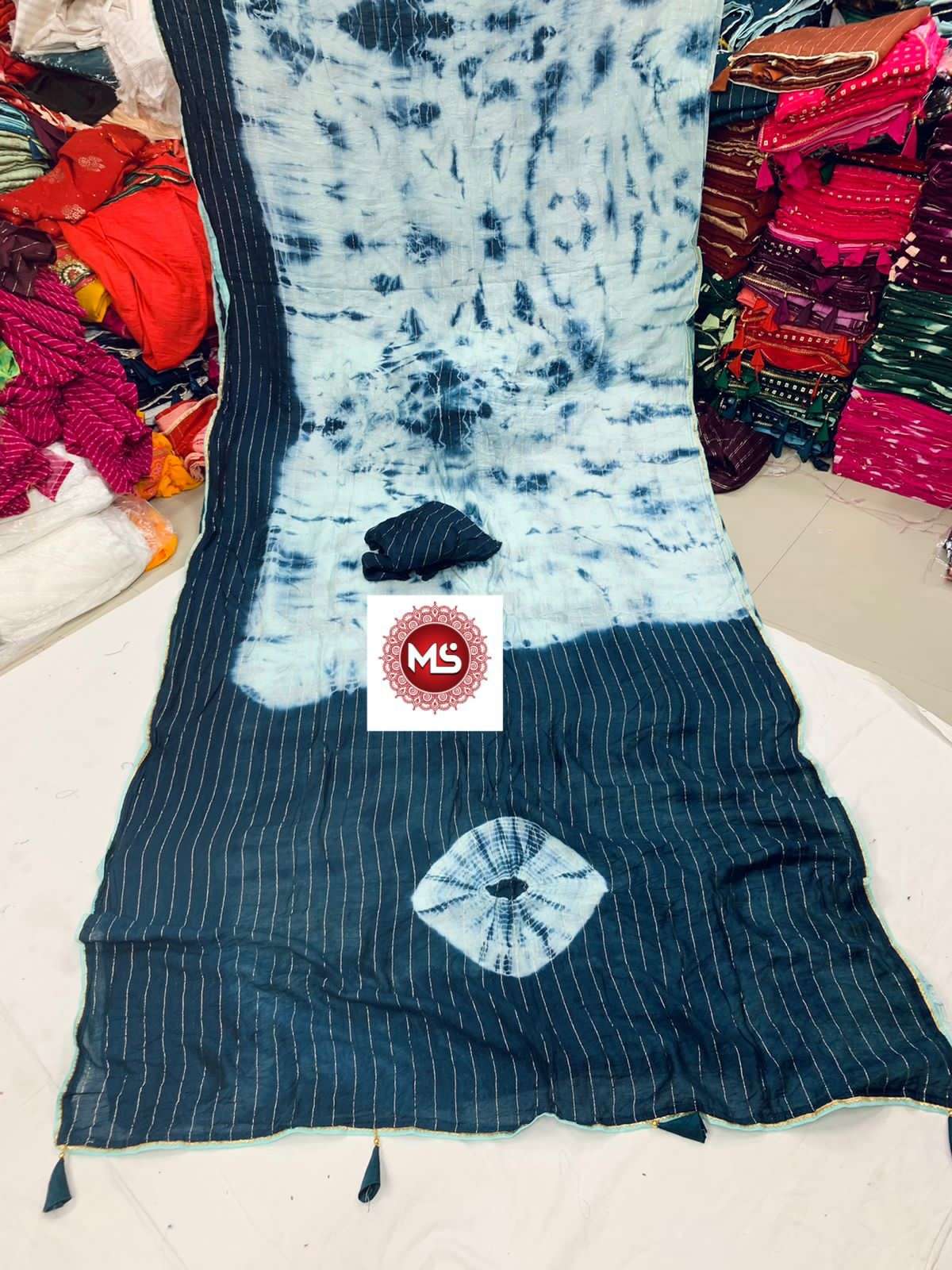MS BRAND SHIBORI DESIGNER COTTON BASE SAREE 