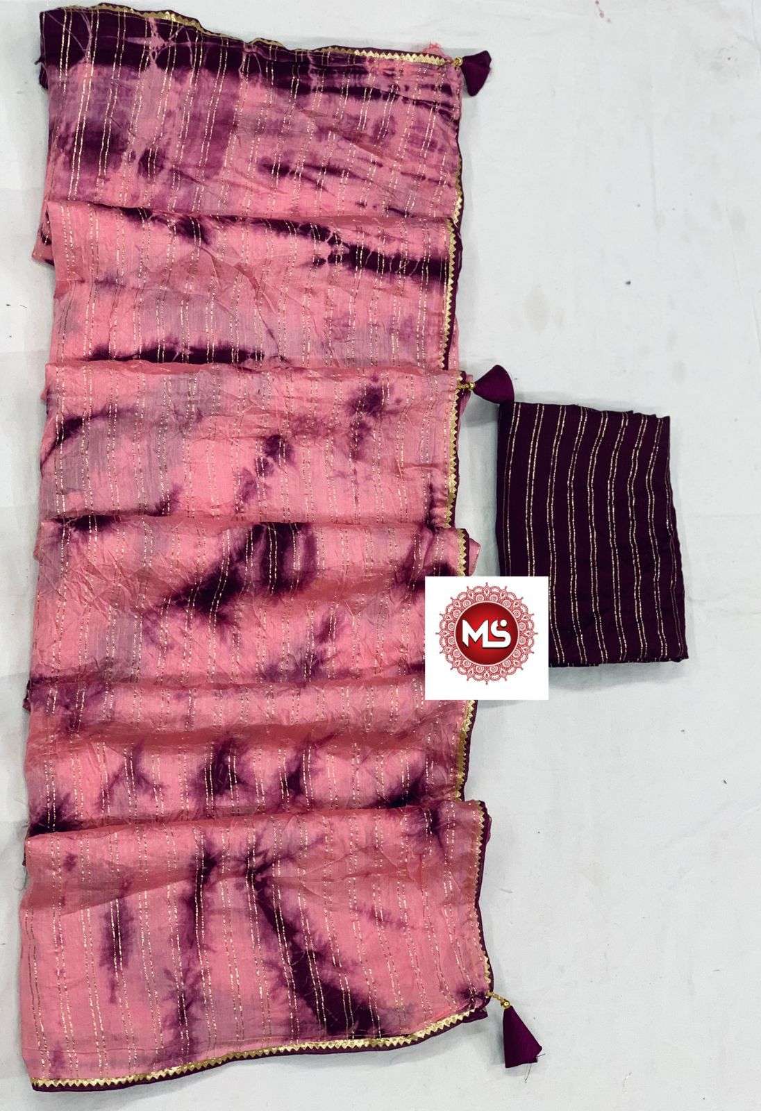 MS BRAND SHIBORI DESIGNER COTTON BASE SAREE 