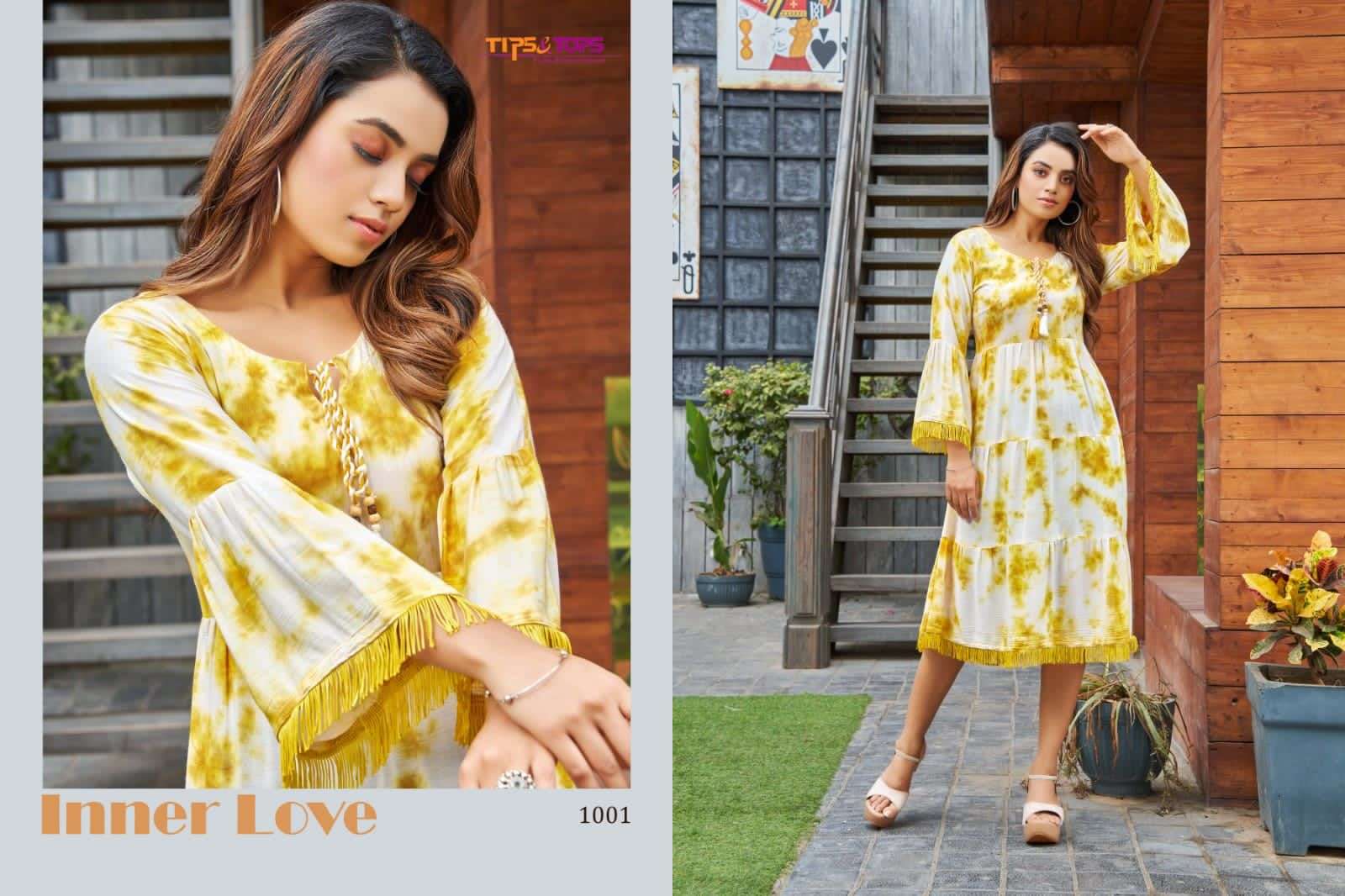 tips & tops colors series 1001-1006 heavy rayon wrinkle tie dye kurti 