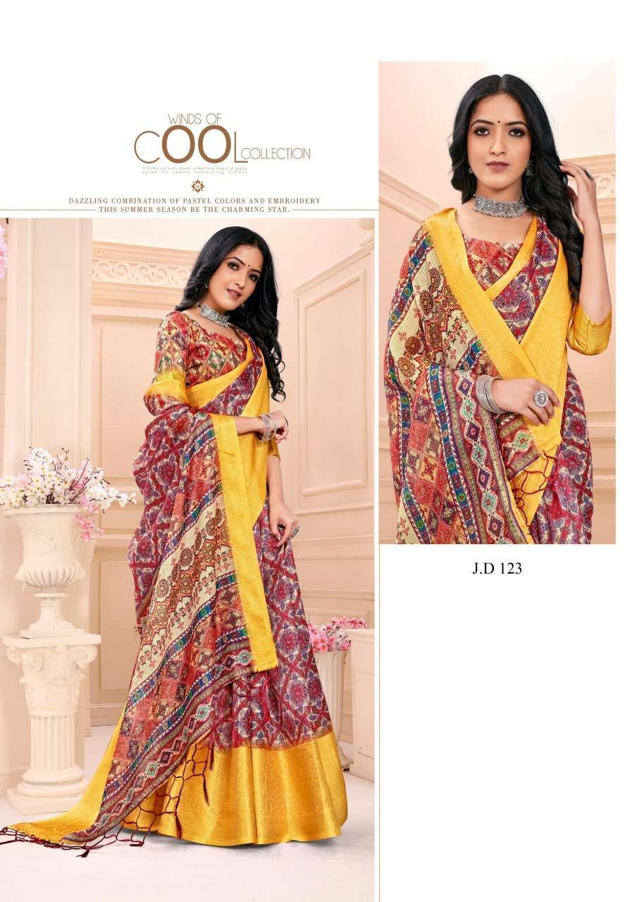 vinamra corporation jaqard digital vol 3 series 119-126 cotton saree