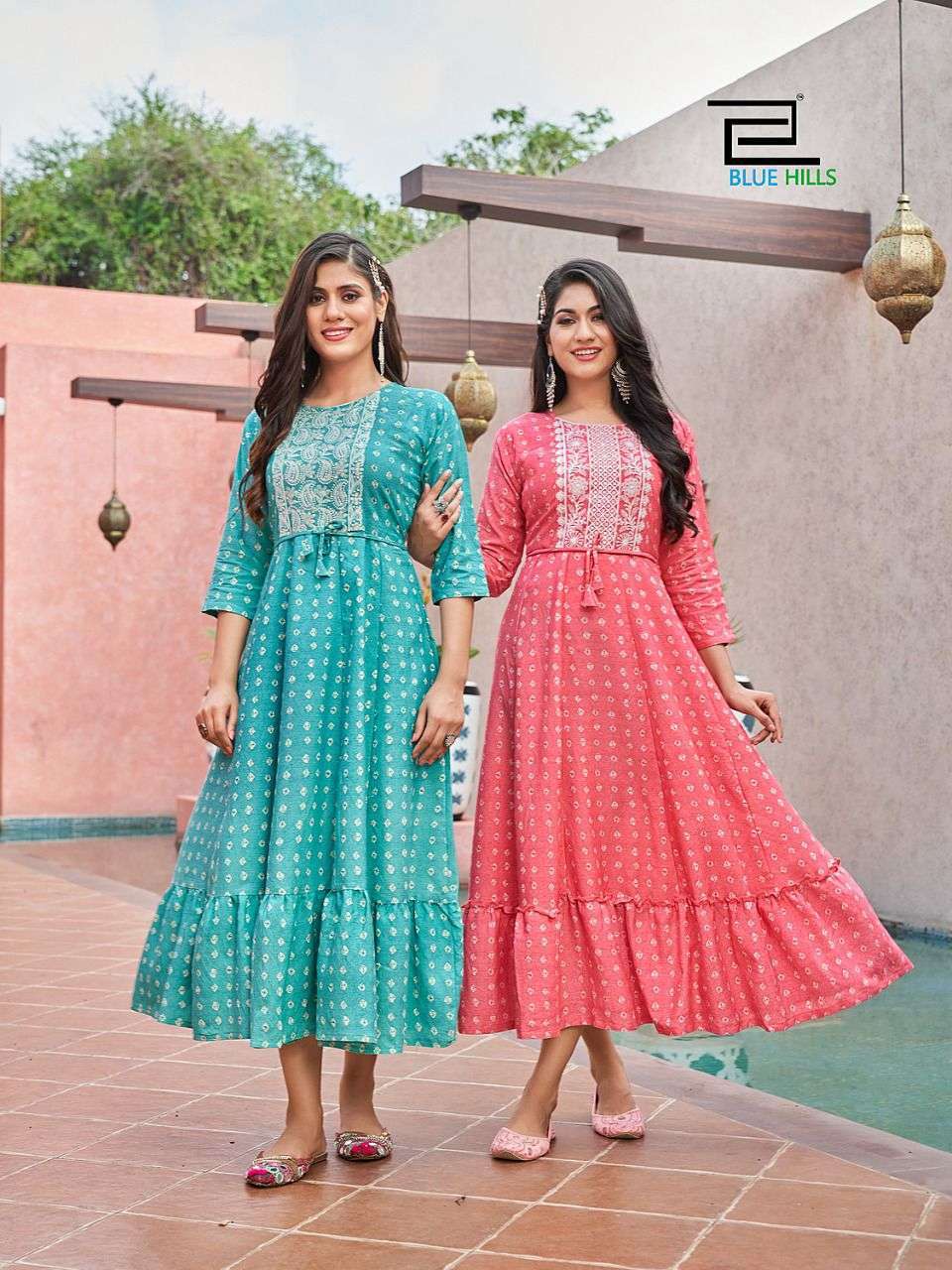 blue hills colors series 1001-1004 14 kg rayon print kurti