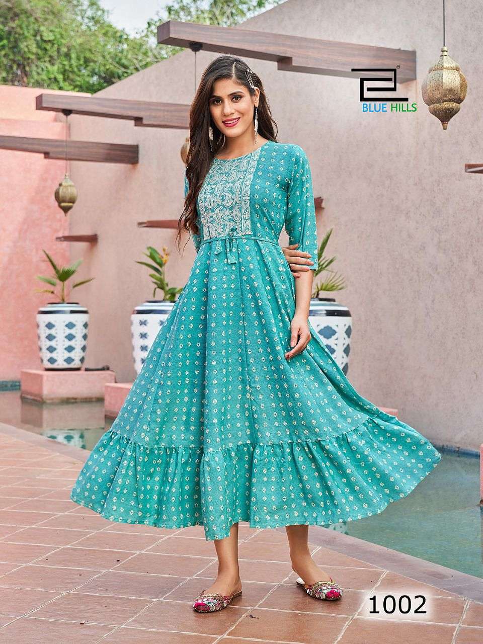 blue hills colors series 1001-1004 14 kg rayon print kurti