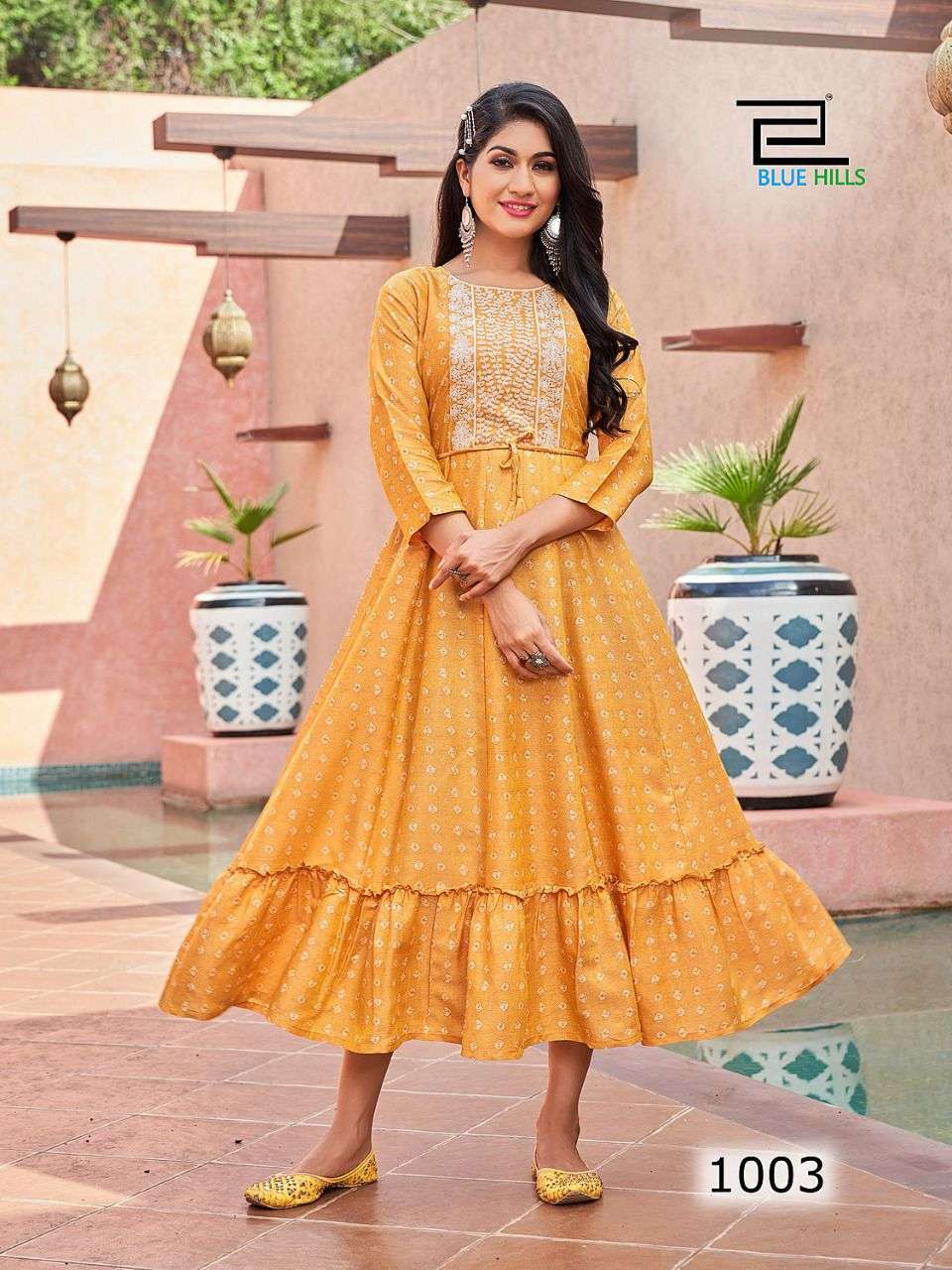 blue hills colors series 1001-1004 14 kg rayon print kurti