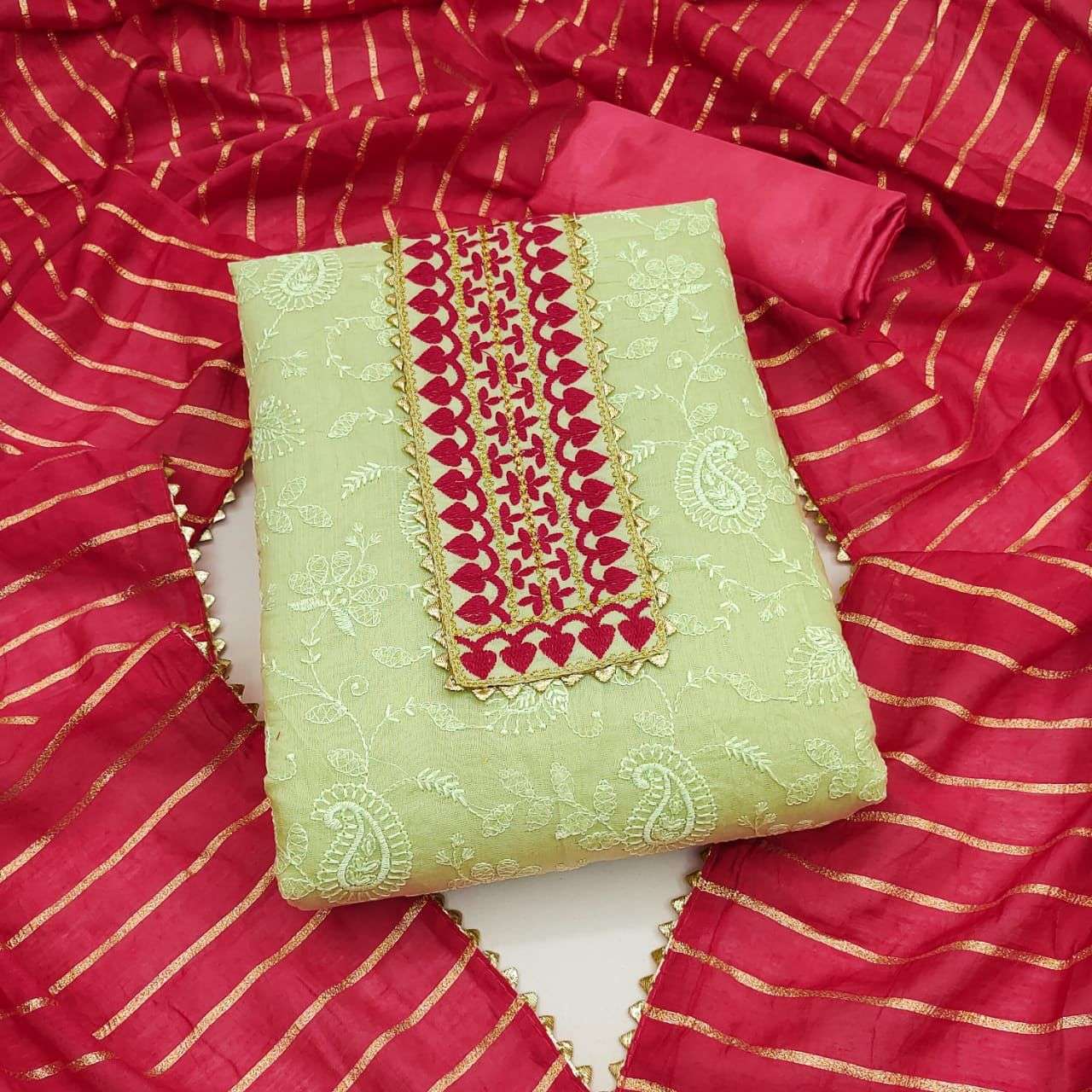 BT-07 DESIGNER CHANDERI MULTI WORK NON CATALOG DRESS