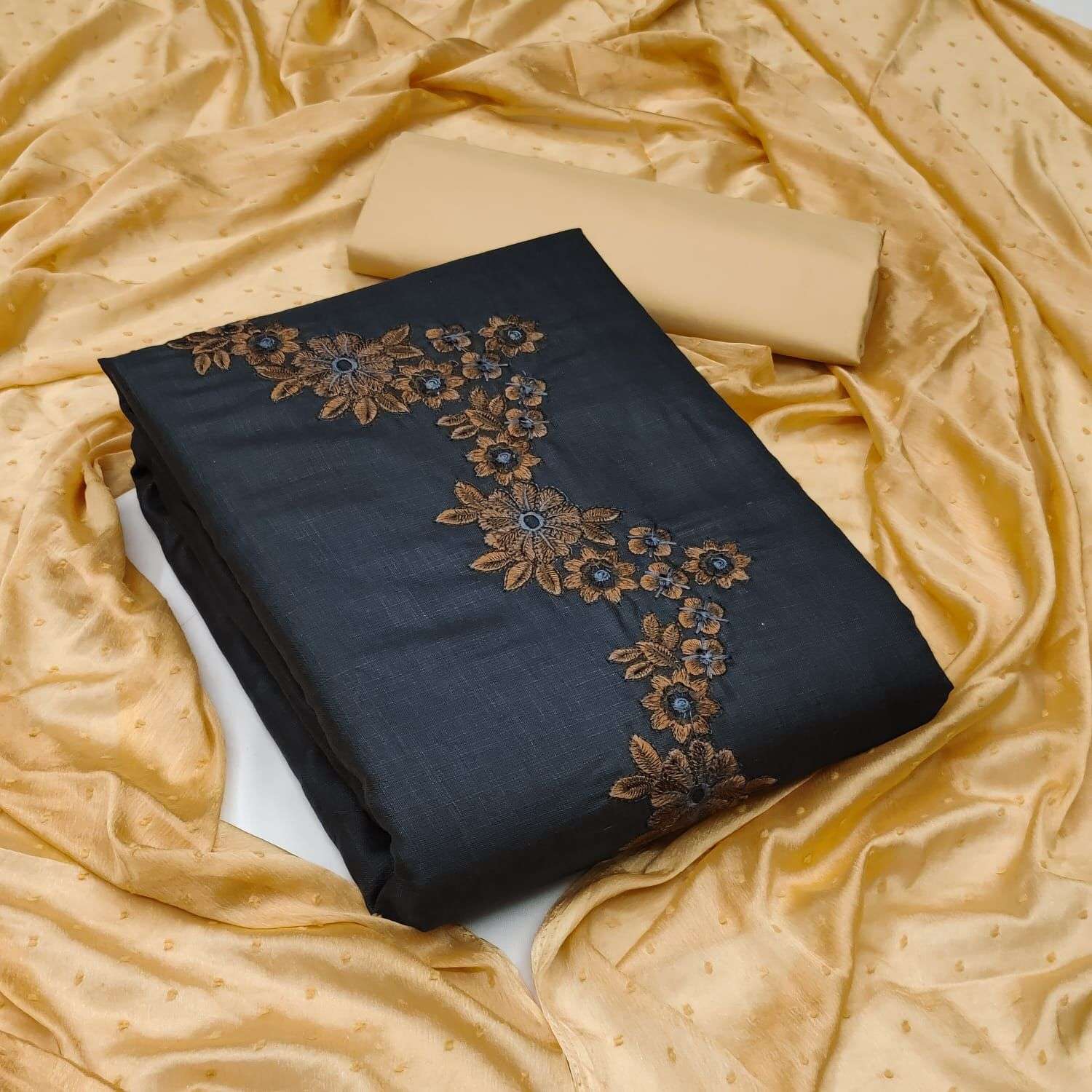 BT-12 DESIGNER SLUB COTTON MULTI WORK NON CATALOG SUIT 