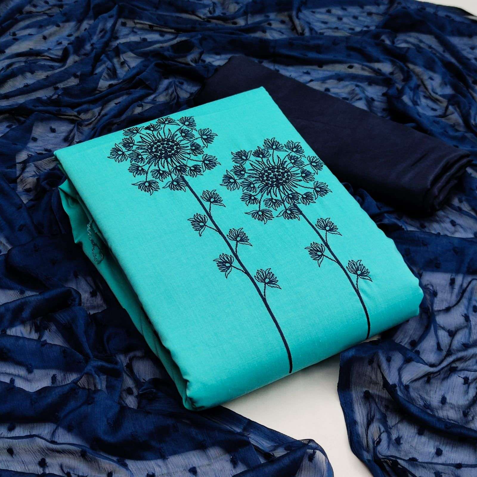 BT-12 DESIGNER SLUB COTTON MULTI WORK NON CATALOG SUIT 