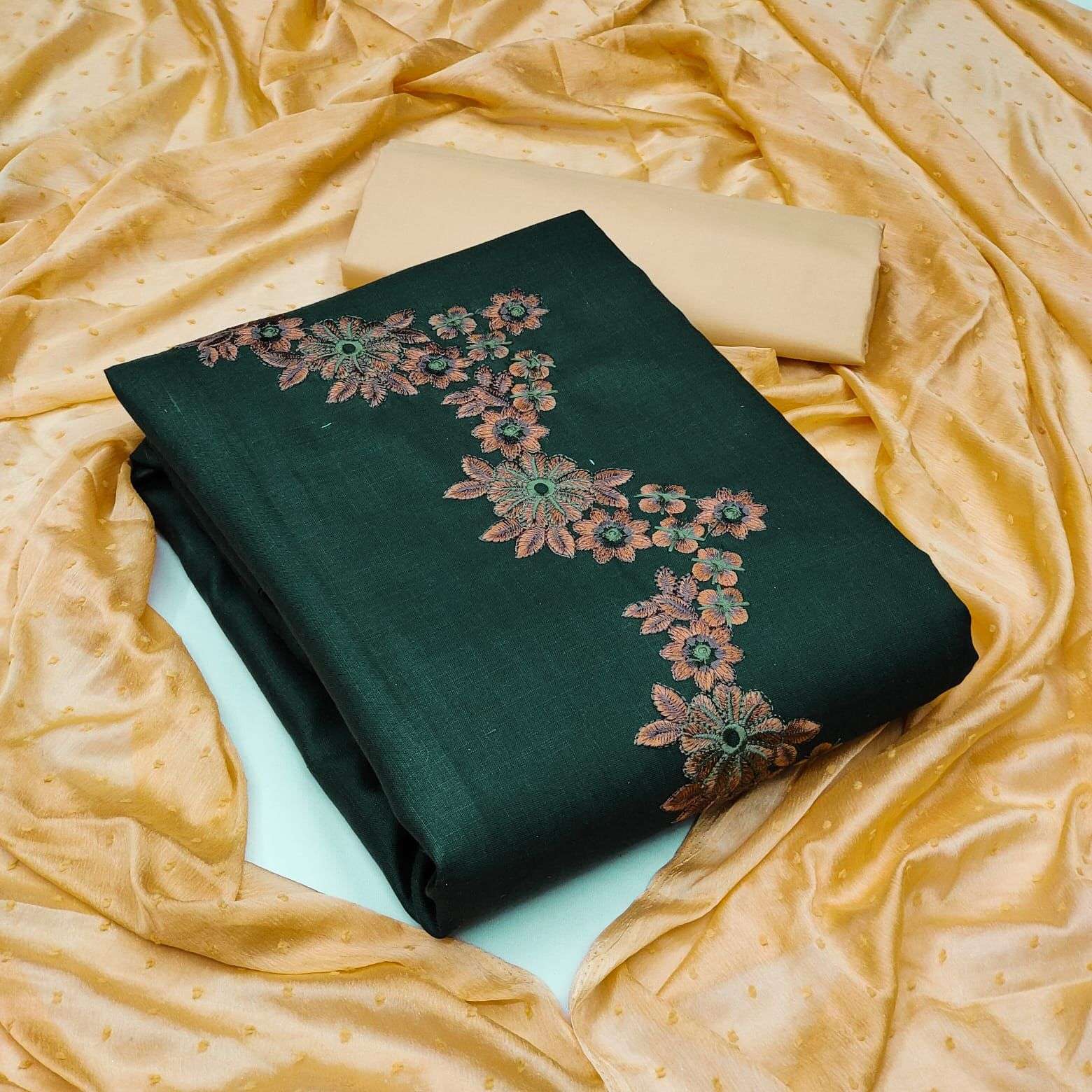BT-12 DESIGNER SLUB COTTON MULTI WORK NON CATALOG SUIT 