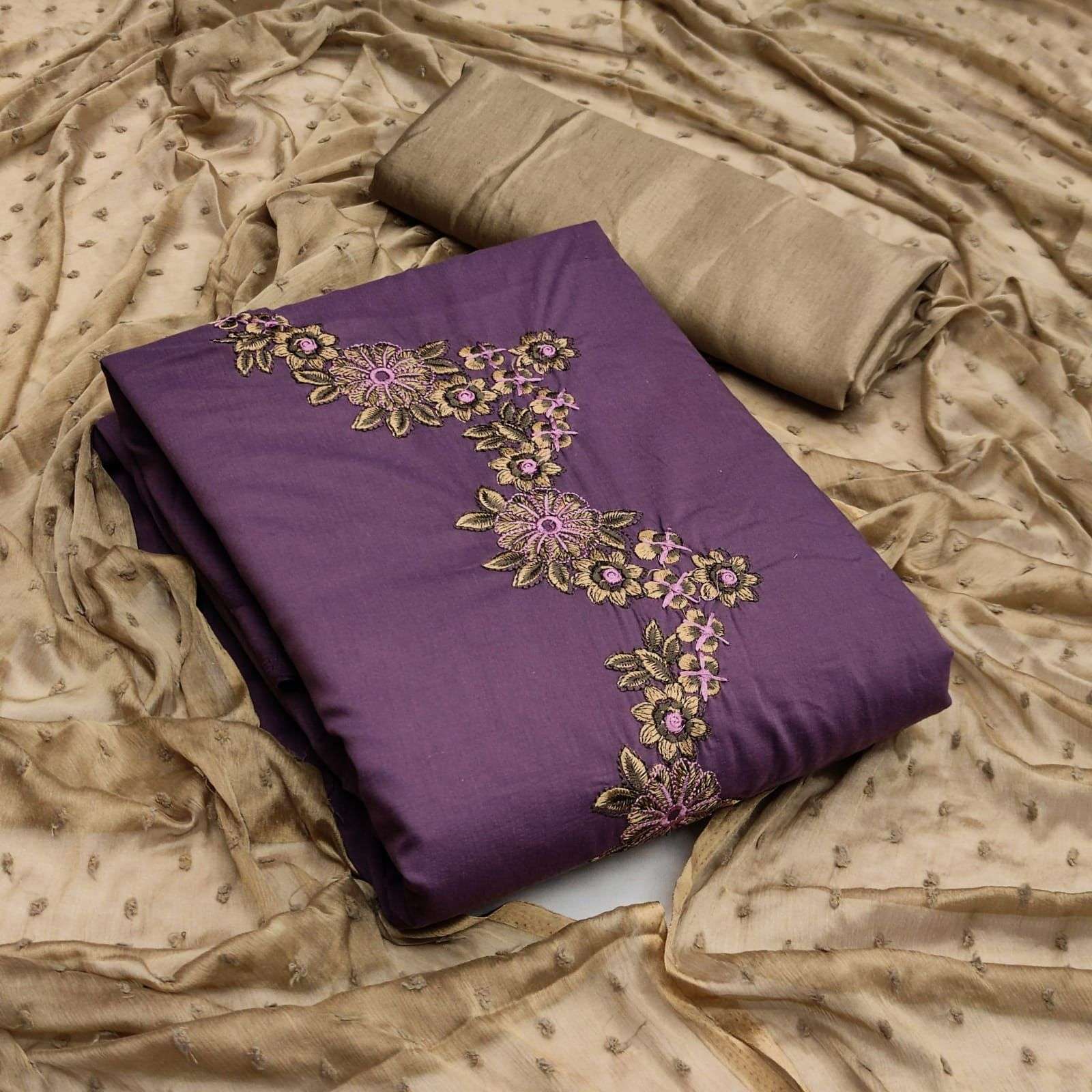 BT-12 DESIGNER SLUB COTTON MULTI WORK NON CATALOG SUIT 