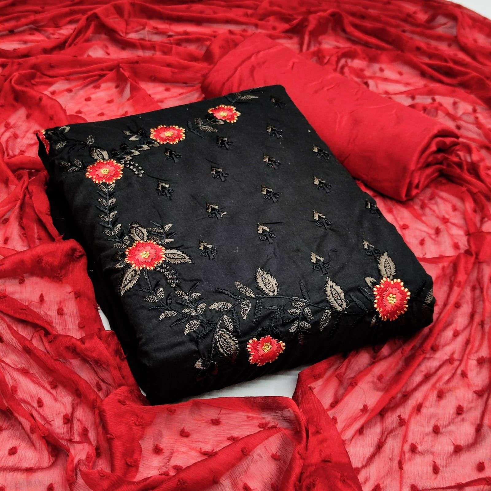 BT-12 DESIGNER SLUB COTTON MULTI WORK NON CATALOG SUIT 