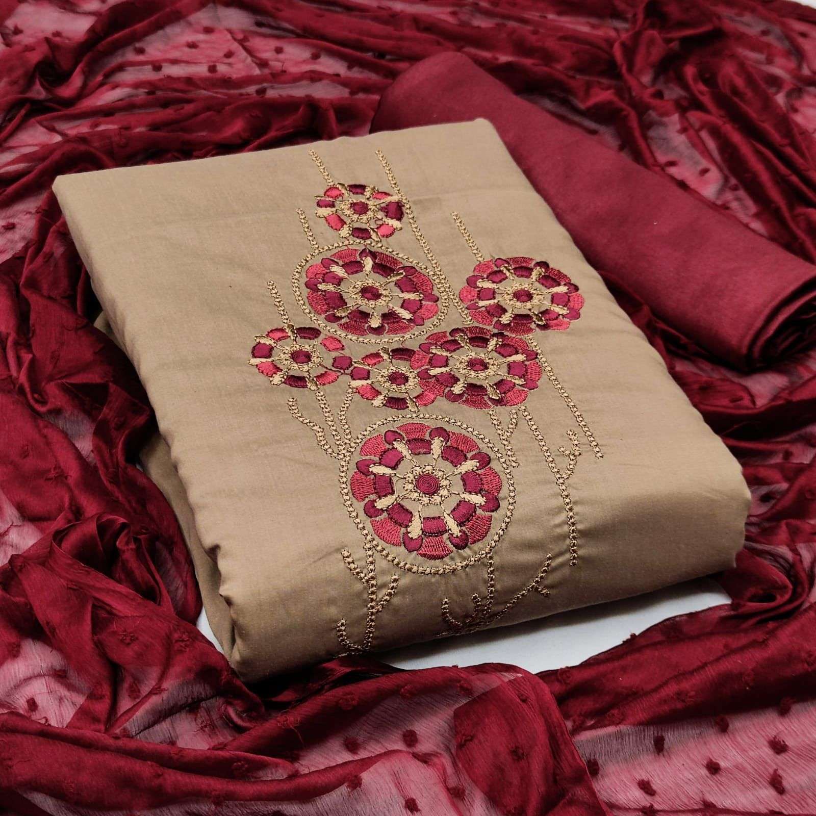 BT-12 DESIGNER SLUB COTTON MULTI WORK NON CATALOG SUIT 