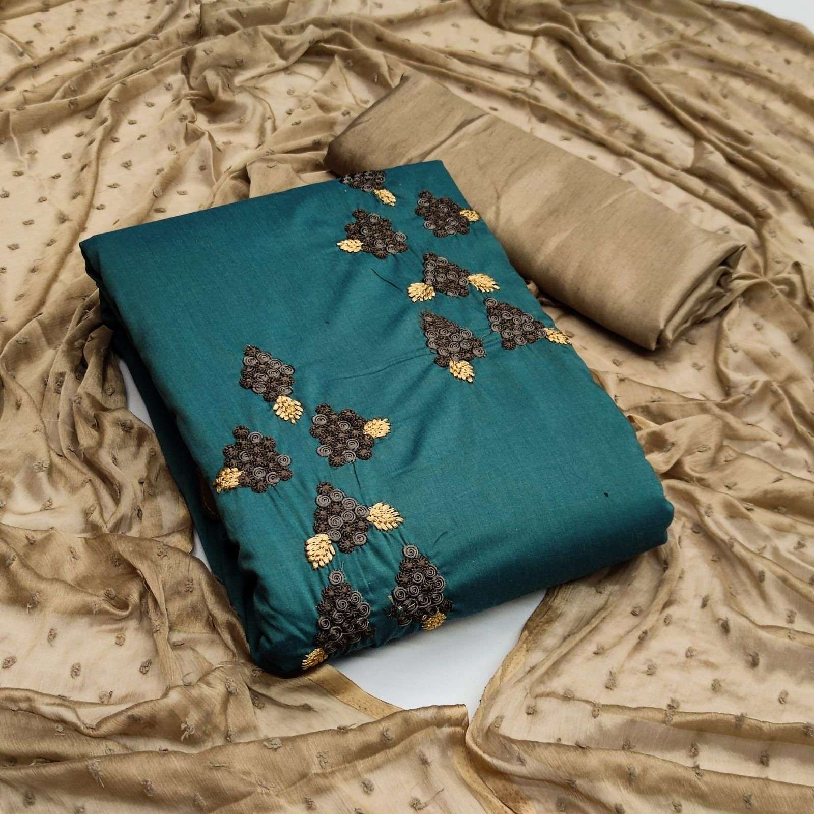 BT-12 DESIGNER SLUB COTTON MULTI WORK NON CATALOG SUIT 