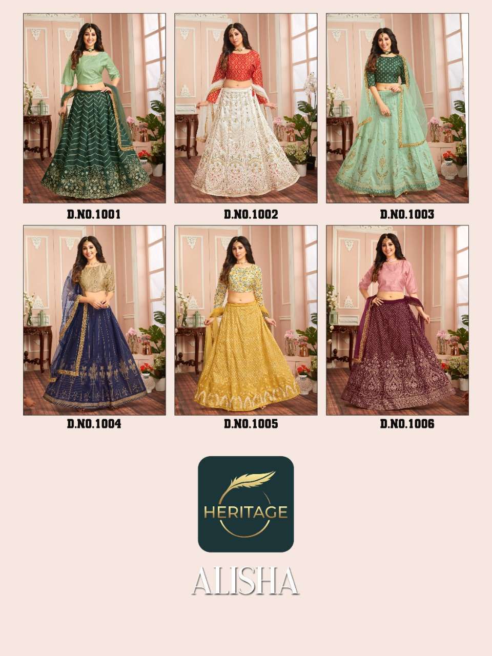 heritage alisha series 1001-1006 silk lehenga