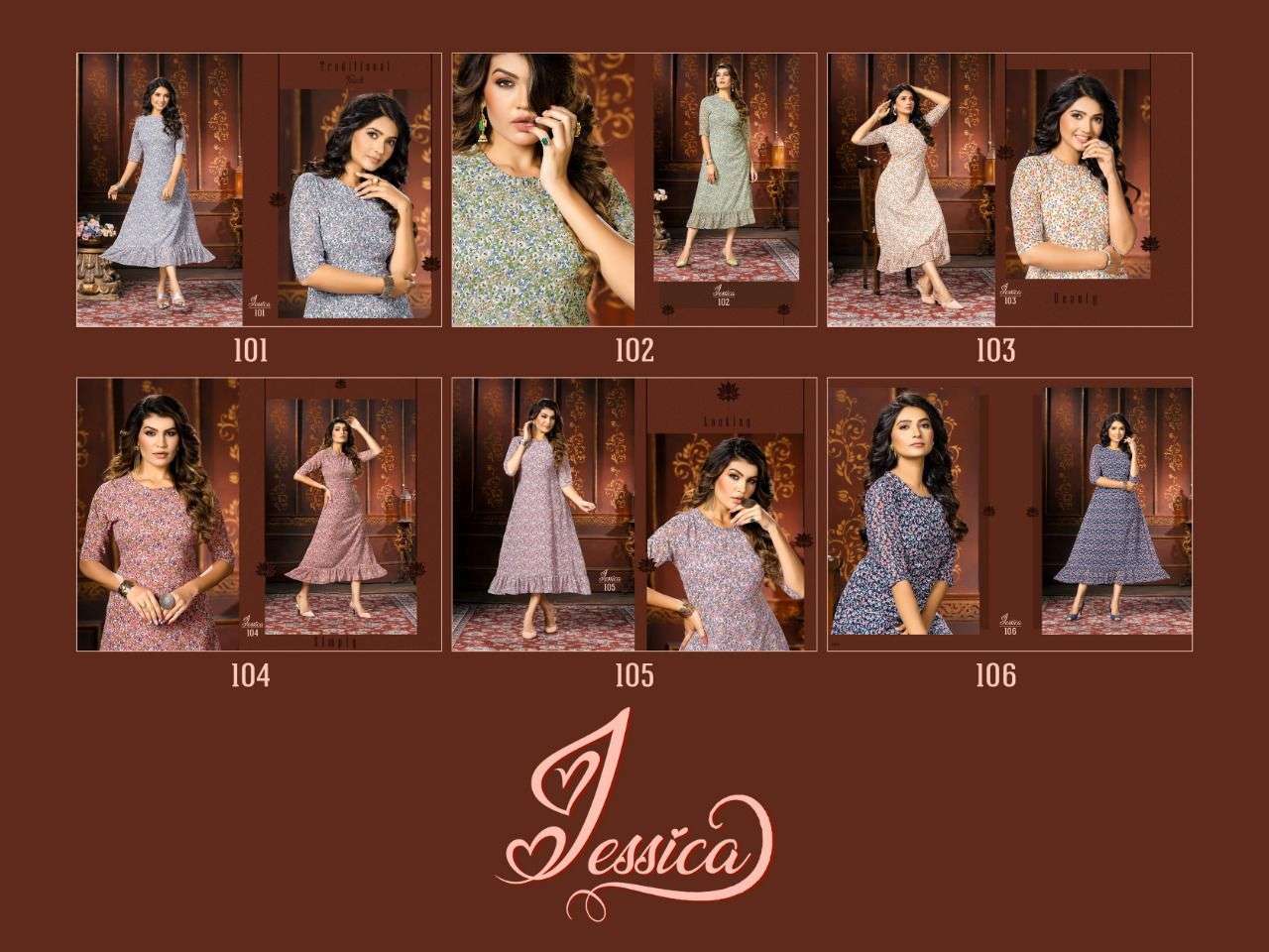 JESSICA PRINT HEAVY GEORGETTE PRINT FROCK KURTI STYLE KURTI CATALOG WHOLESALER BEST RATE