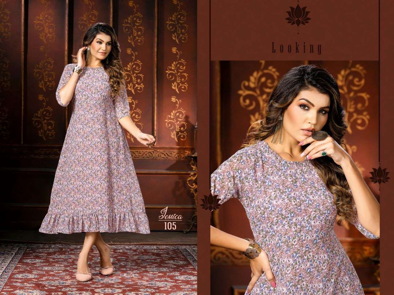 JESSICA PRINT HEAVY GEORGETTE PRINT FROCK KURTI STYLE KURTI CATALOG WHOLESALER BEST RATE