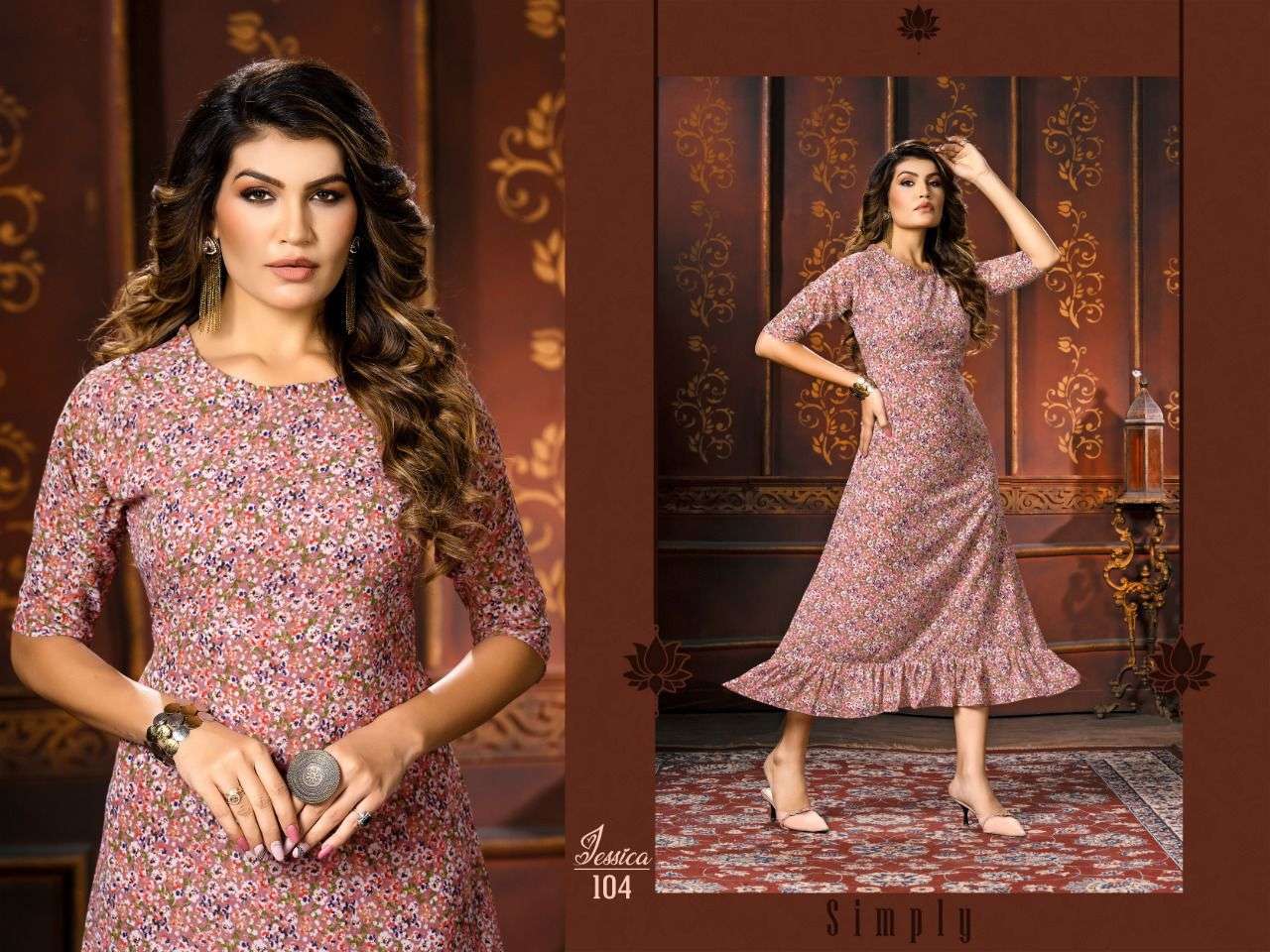 JESSICA PRINT HEAVY GEORGETTE PRINT FROCK KURTI STYLE KURTI CATALOG WHOLESALER BEST RATE