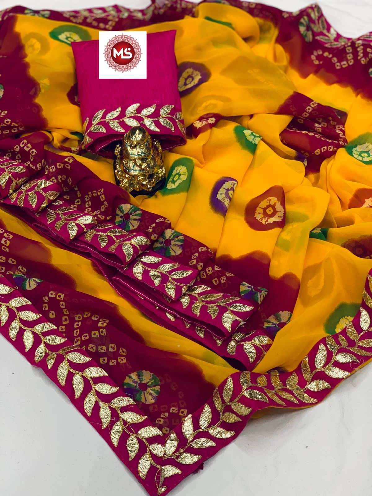 MS BRAND TONE TO TONE DESIGNER GEORGETTE BANDHANI SAREE 