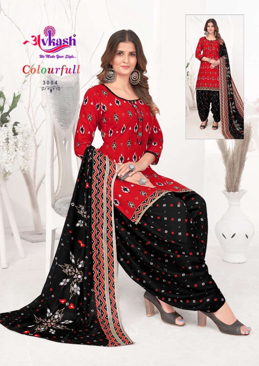 Avkash Colorful Vol-3 series 3001-3012 pure indo cotton readymade suit
