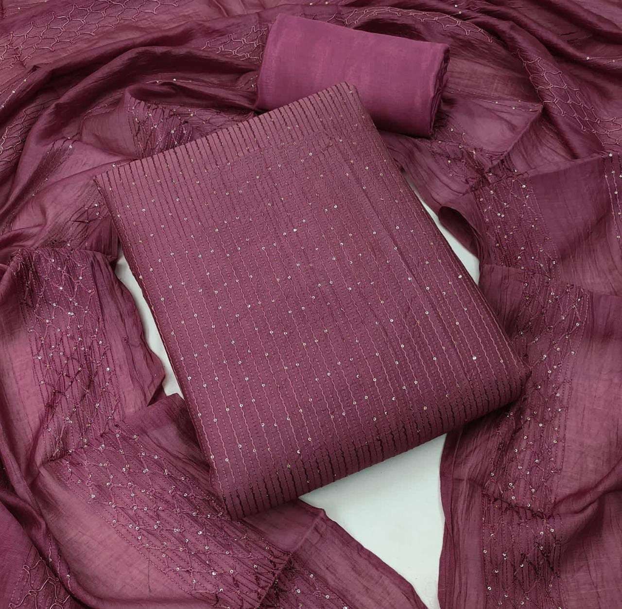 BT-07 DESIGNER DIABLE CHANDERI CROSET WORK NON CATALOG SUIT S