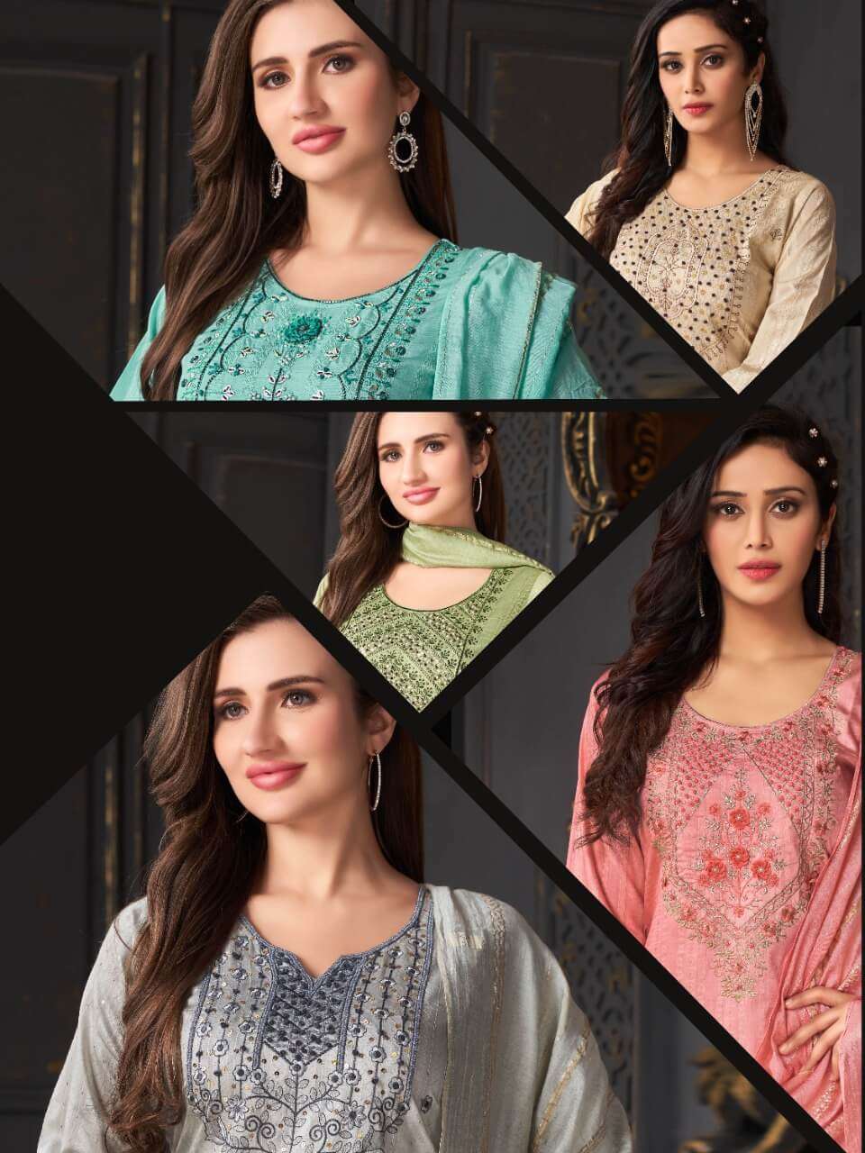 heritage libas series 001-006 heavy chanderi readymade suit 