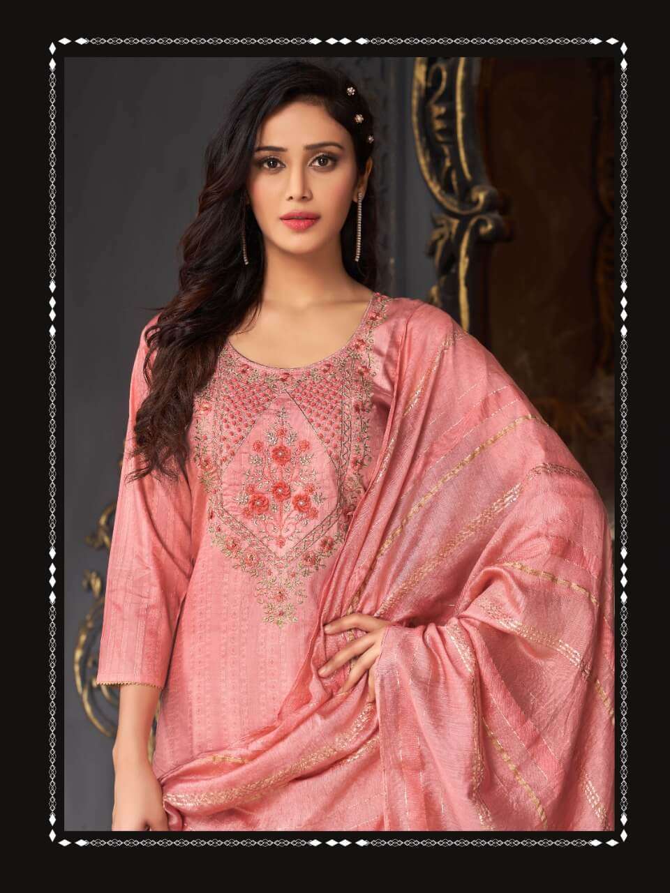 heritage libas series 001-006 heavy chanderi readymade suit 