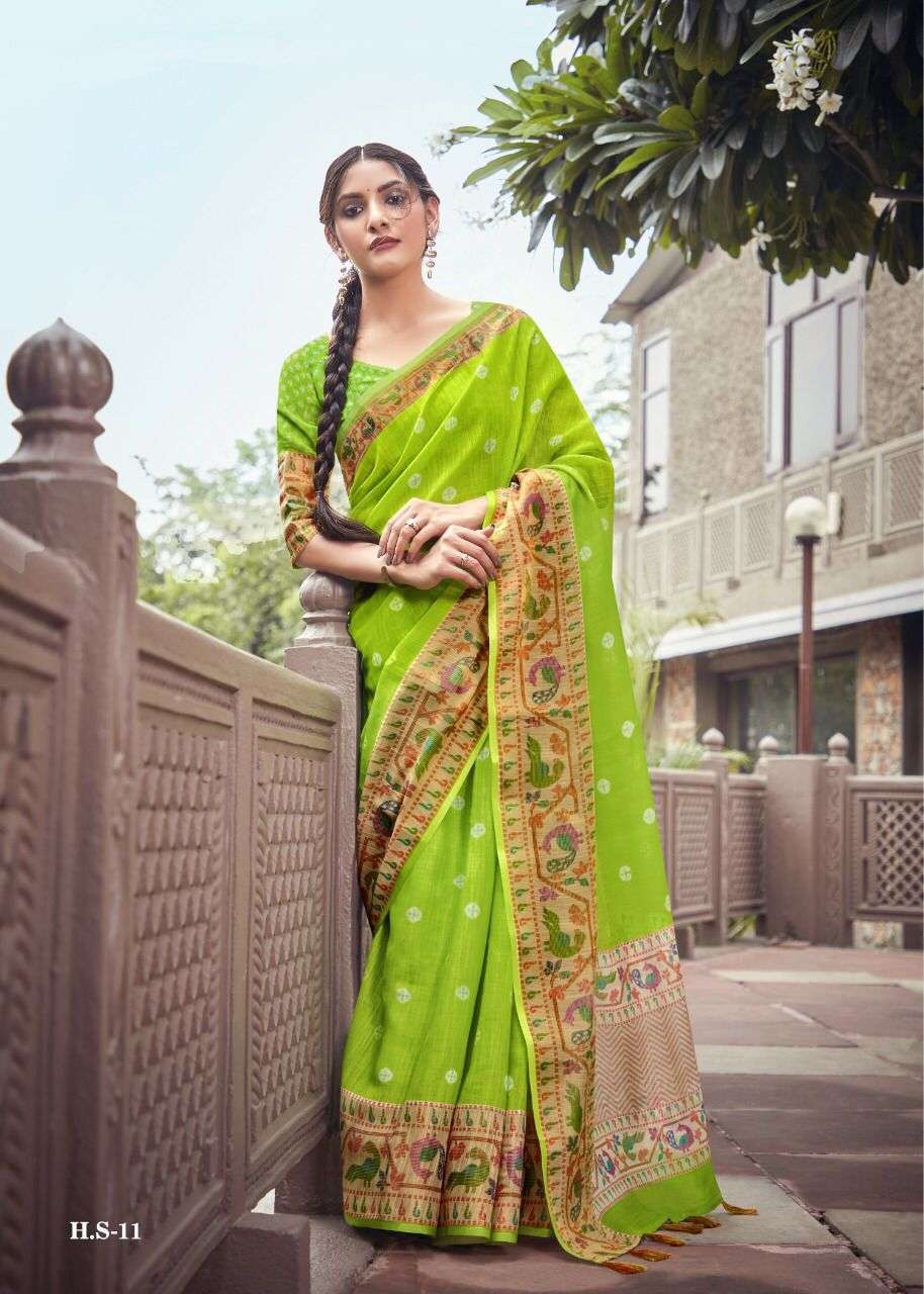 linen sarees with solid HD color print