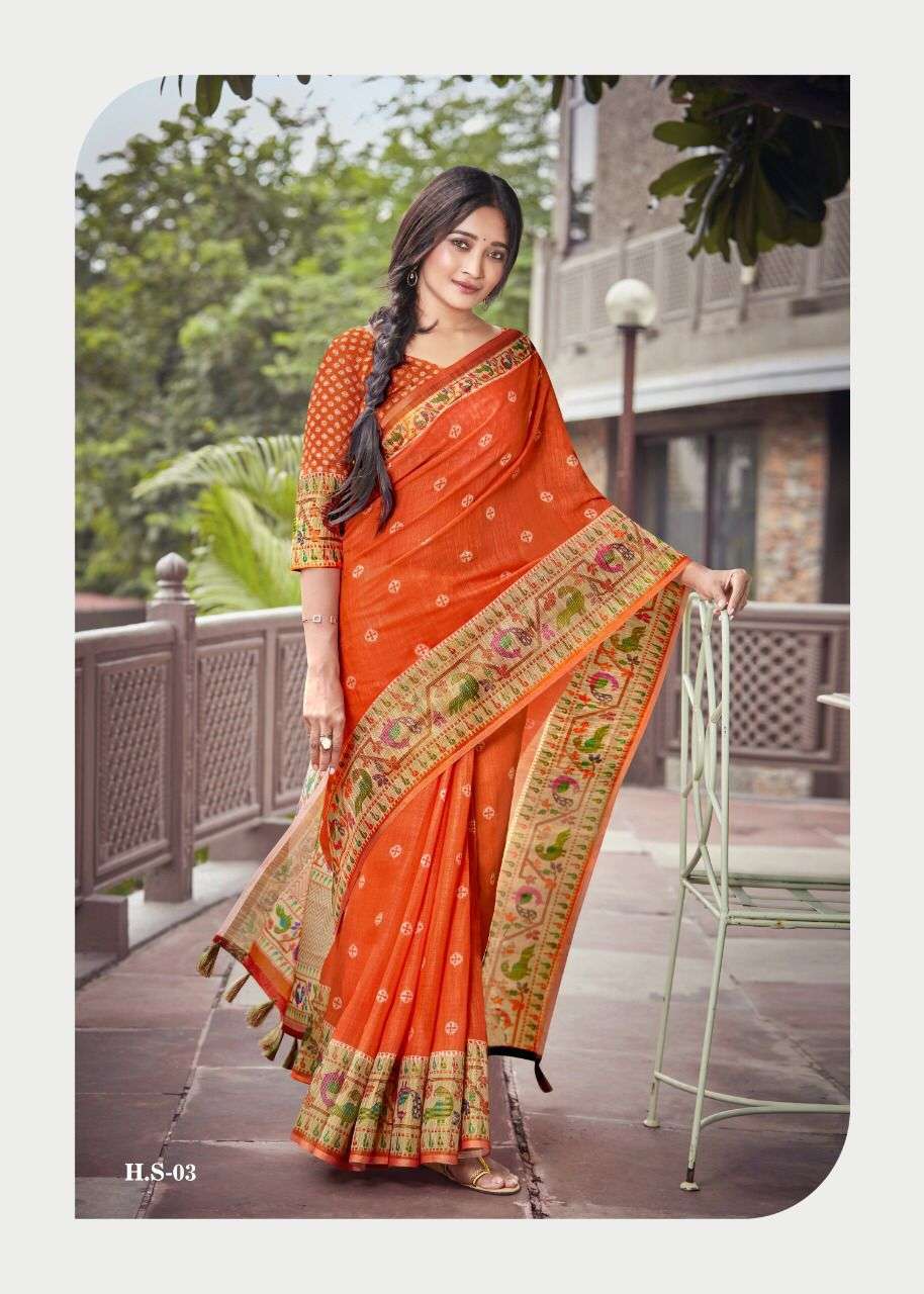 linen sarees with solid HD color print