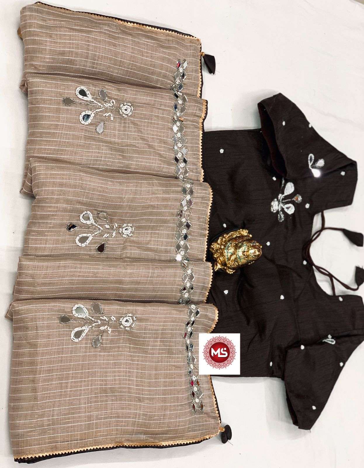 MS BRAND MIRROR PALLU DESIGNER KHADI LINEN COTTON SILK SAREES